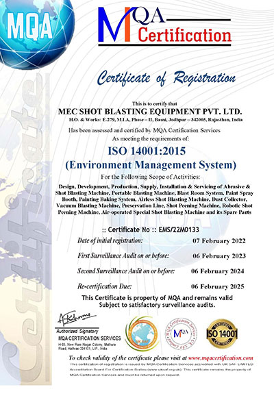 ISO 14001:2015 Certificate Environment Management System